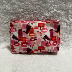 Clinique Makeup Print Cosmetic Pouch - Pink & Red